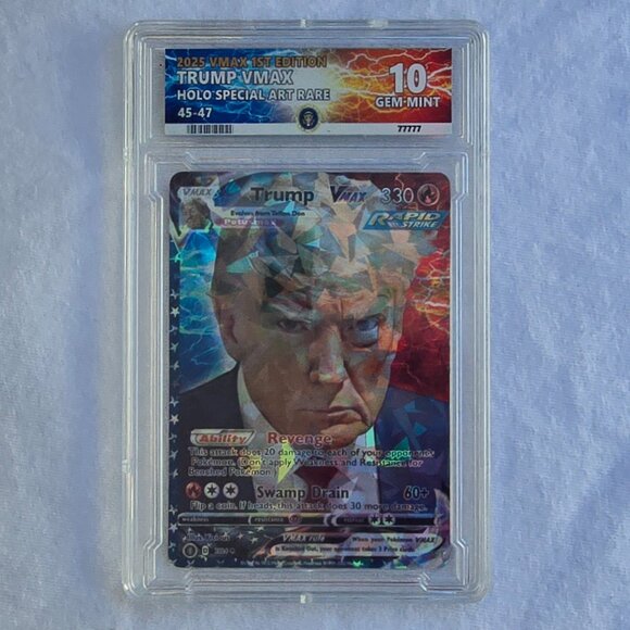 Trump Mugshot Pokemon Card With Custom Slab - Picture 1 of 9